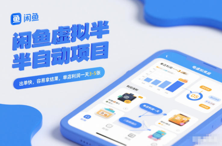 闲鱼虚拟半自动项目，出单快，容易拿结果，单店利润一天3-5张-985网创