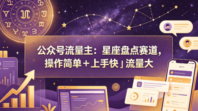 公众号流量主：星座盘点赛道，操作简单＋上手快＋流量大-985网创
