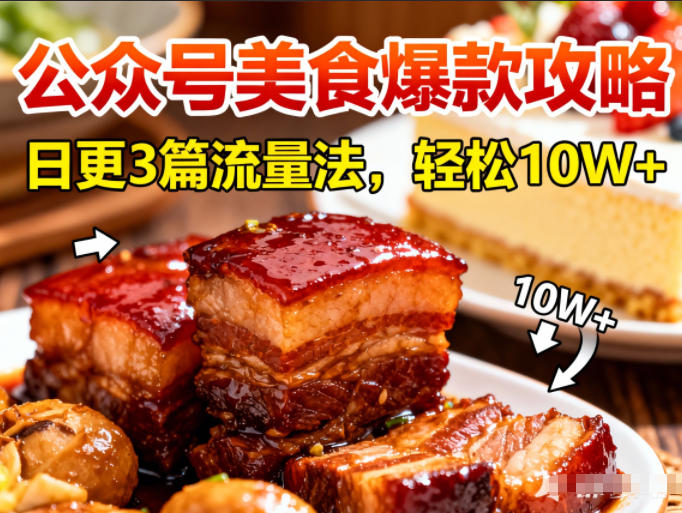 公众号搬运美食爆款攻略，日更3篇流量主打法，轻松10W+阅读-985网创