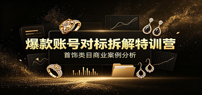 爆款账号对标拆解特训营：首饰类目商业案例分析，配套完整资料内容-985网创