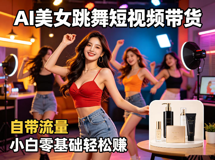 AI美女跳舞短视频带货：自带流量，小白零基础轻松賺，详细拆解-985网创