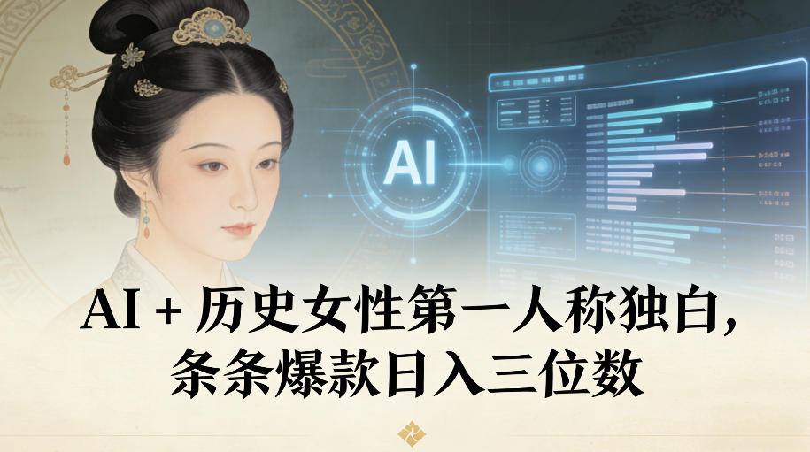 AI+历史女性第一人称独白，条条爆款日入三位数-985网创