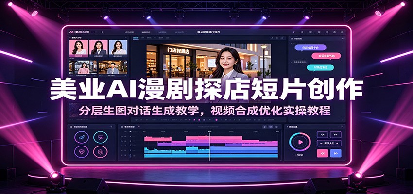 美业AI漫剧探店短片创作：分层生图对话生成教学，视频合成优化实操教程-985网创