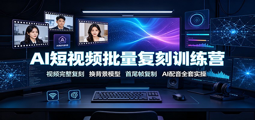 AI短视频批量复刻训练营：视频完整复刻，换背景模型、首尾帧复制、AI配音全套实操-985网创