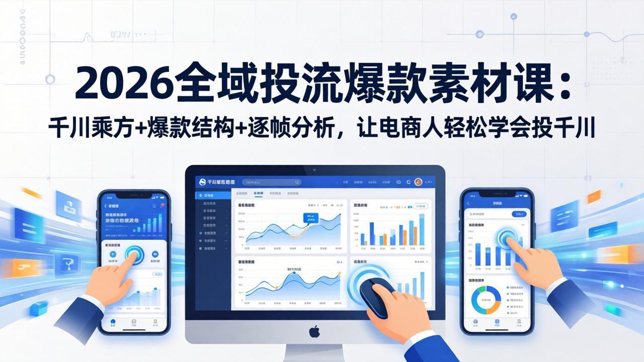 2026全域投流爆款素材课：千川乘方+爆款结构+逐帧分析，让电商人轻松学会投千川-985网创
