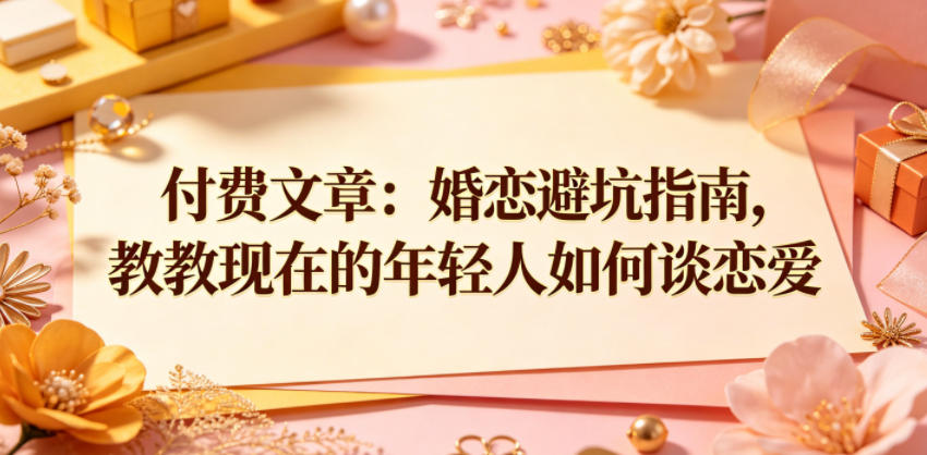 付费文章：婚恋避坑指南，教教现在的年轻人如何谈恋爱-985网创
