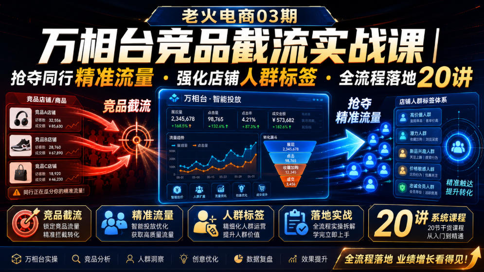 老火电商03期・万相台竞品截流实战课｜抢夺同行精准流量・强化店铺人群标签・全流程落地20讲-985网创
