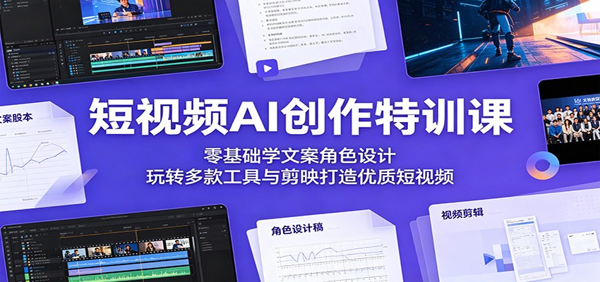 短视频AI创作特训课：零基础学文案角色设计，玩转多款工具与剪映打造优质短视频-985网创
