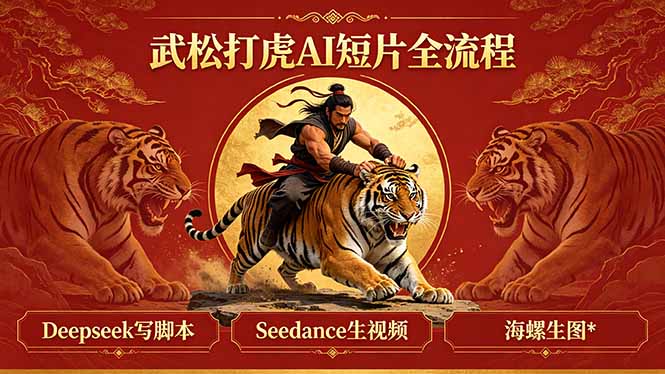 武松打虎AI短片全流程：Deepseek写脚本+Seedance生视频+海螺生图-985网创