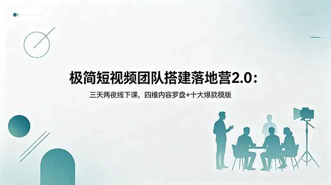 （18672期）极简短视频团队搭建落地营2.0：三天两夜线下课，四维内容罗盘+十大爆款模版-985网创