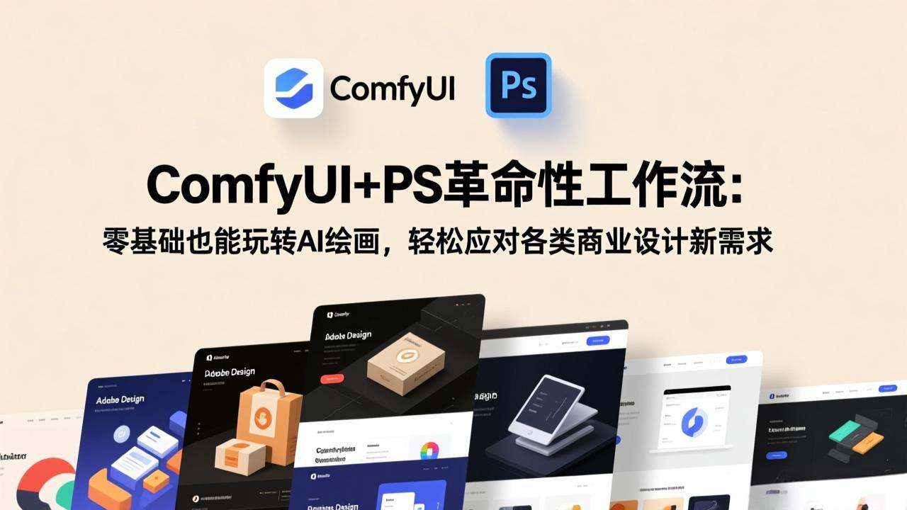 ComfyUI+PS革命性工作流：零基础也能玩转AI绘画，轻松应对各类商业设计新需求-985网创