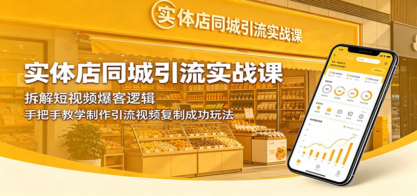 实体店同城引流实战课：拆解短视频爆客逻辑，手把手教学制作引流视频复制成功玩法-985网创