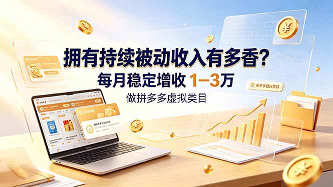 （19141期）拥有持续被动收入有多香？做拼多多虚拟类目，每月稳定增收 1-3 万-985网创