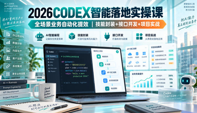 2026Codex智能落地实操课，全场景业务自动化提效，技能封装+接口开发+项目实战-985网创