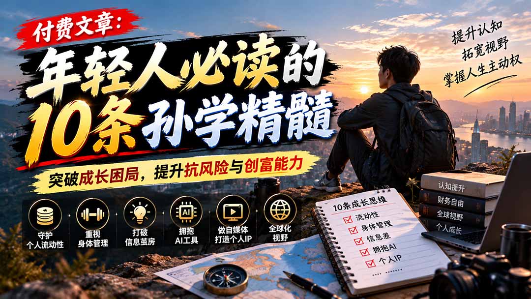 付费文章：年轻人必读的10条孙学精髓，突破成长困局，提升抗风险与创富能力-985网创