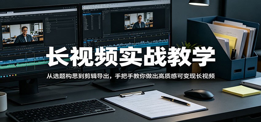 长视频实战教学，从选题构思到剪辑导出，手把手教你做出高质感可变现长视频-985网创