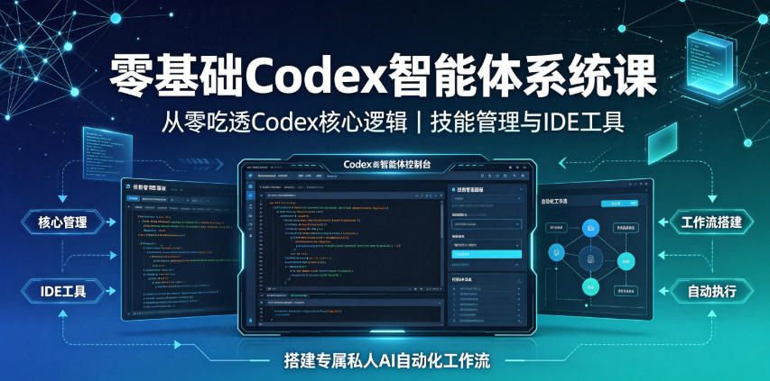 零基础Codex智能体系统课｜从零吃透Codex核心逻辑、技能管理与IDE工具，搭建专属私人AI自动化工作流-985网创