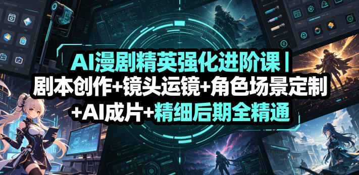 AI漫剧精英强化进阶课｜剧本创作+镜头运镜+角色场景定制+AI成片+精细后期全精通-985网创