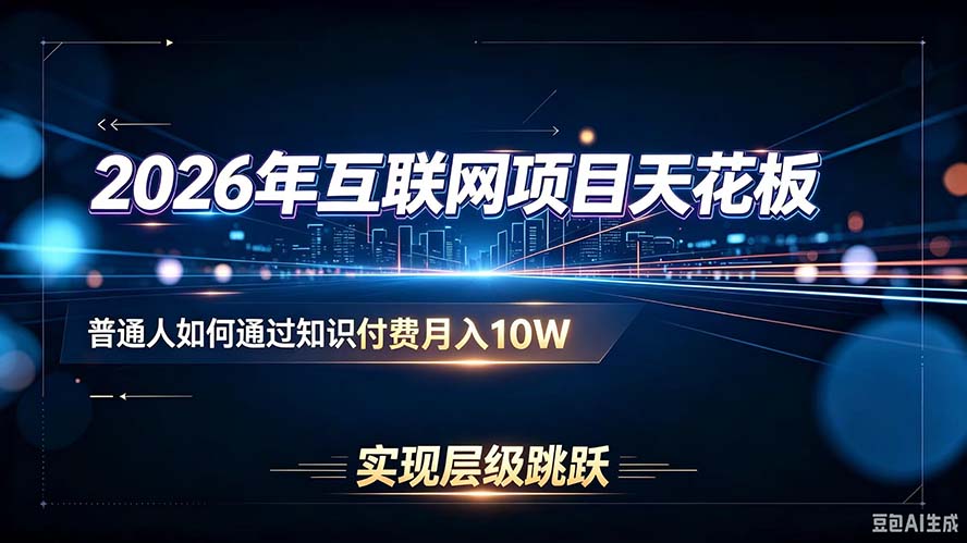 2026年互联网项目天花板：普通人如何通过知识付费月入10W，实现层级跳跃-985网创