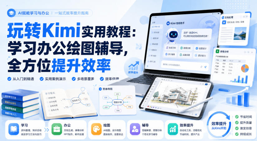 玩转Kimi实用教程：学习办公绘图辅导，全方位提升效率-985网创