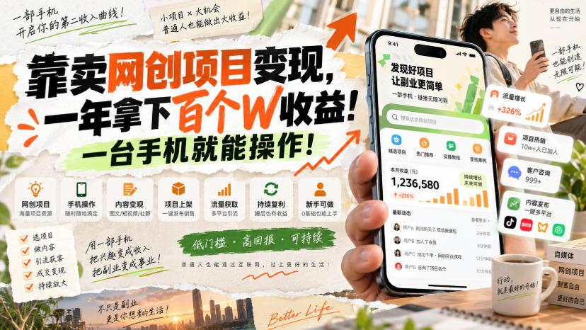 网创小程序虚拟资料变现，一年拿下百万收益，一部手机就可以做，0成本变现副业！-985网创