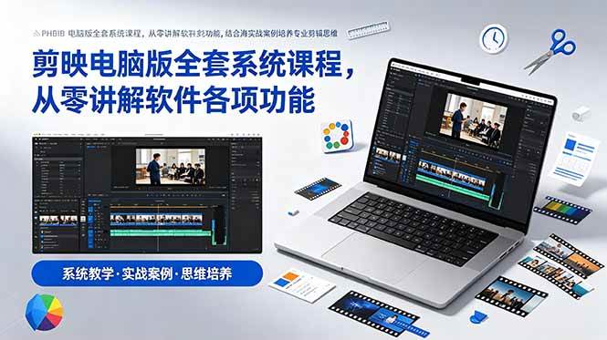 （18926期）剪映电脑版全套系统课程，从零讲解软件各项功能，结合海量实战案例培养专业剪辑思维-985网创