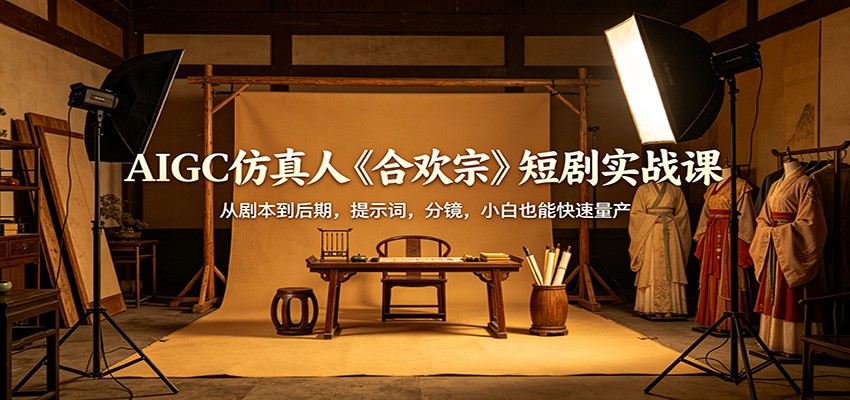 AIGC仿真人《合欢宗》短剧实战课：从剧本到后期，提示词，分镜，小白也能快速量产-985网创