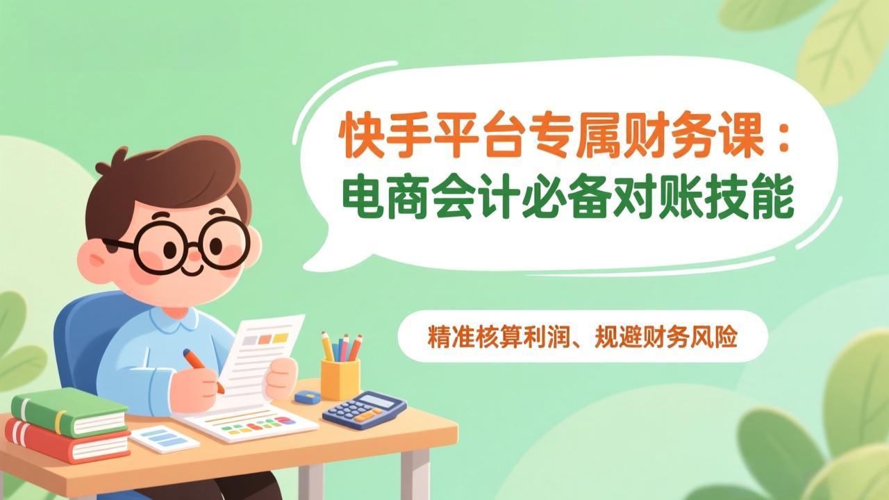 快手平台专属财务课：电商会计必备对账技能，精准核算利润、规避财务风险-985网创
