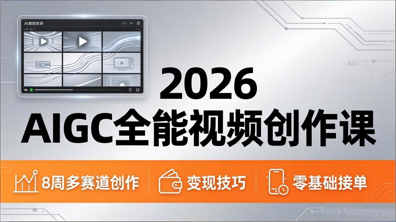 2026AIGC全能视频创作课，8周吃透多赛道创作+变现，零基础也能高效出片接单-985网创