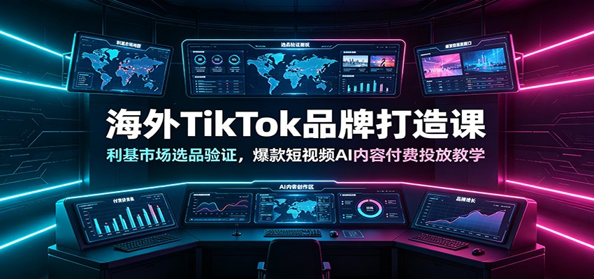 海外TikTok品牌打造课：利基市场选品验证，爆款短视频AI内容付费投放教学-985网创