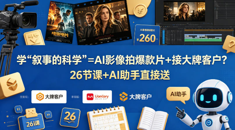 学《叙事的科学》=AI影像拍爆款片+接大牌客户？26节课+AI助手直接送【原创双语字幕】-985网创
