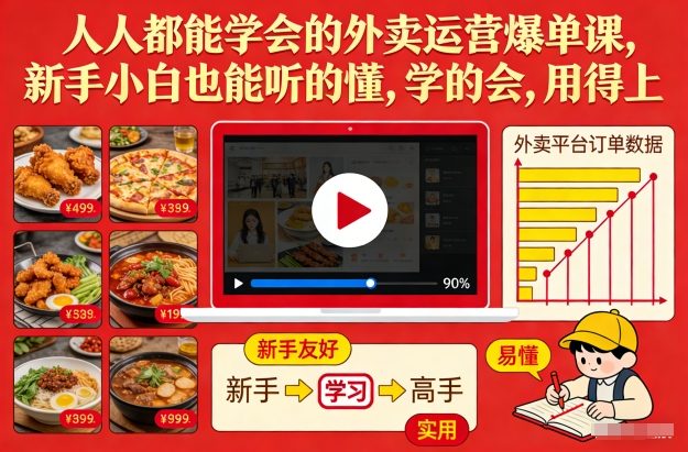 人人都能学会的外卖运营爆单课，新手小白也能听的懂，学的会，用得上-985网创