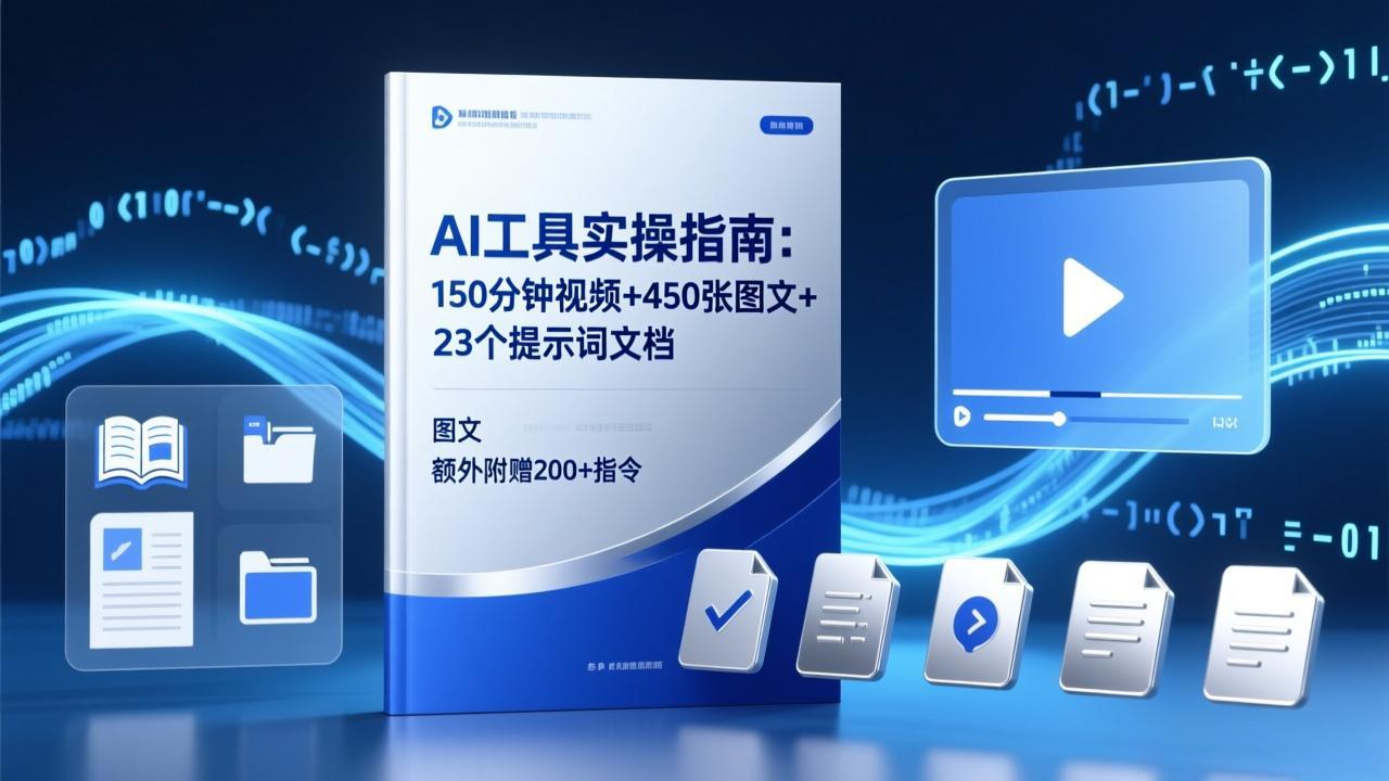 AI工具实操指南：150分钟视频+450张图文+23个提示词文档，额外附赠200+指令-985网创