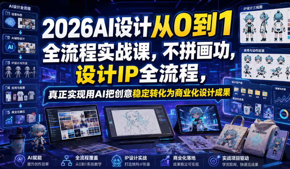 2026AI设计从0到1全流程实战课，不拼画功，设计IP全流程，真正实现用AI把创意稳定转化为商业化设计成果-985网创