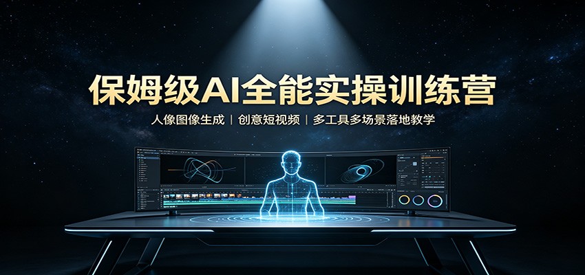 保姆级AI全能实操训练营：人像图像生成，创意短视频，多工具多场景落地教学-985网创