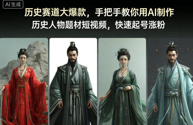 历史赛道大爆款，手把手教你用AI制作历史人物题材短视频，快速起号涨粉-985网创