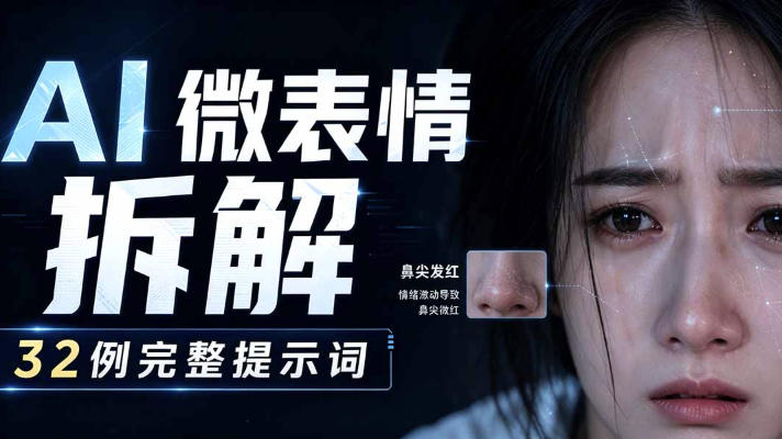 AI微表情拆解提示词合集，精准调控AI角色表情，可直接复用，0基础也能调出影视级表情变化-985网创