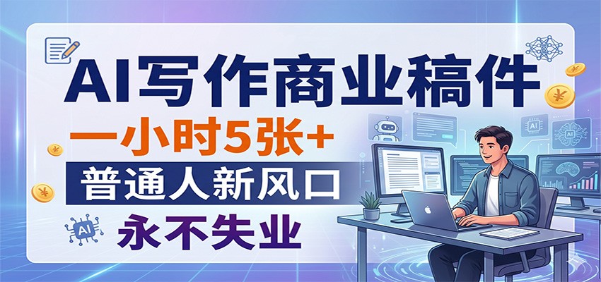 AI写作商业稿件，一小时5张+，普通人新风口，永不失业-985网创