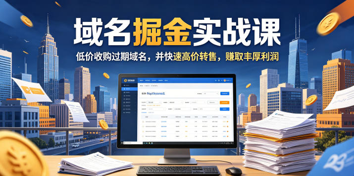 域名交易掘金实战课，低价收购过期域名，并快速高价转售，賺取丰厚利润【原创双语字幕】-985网创