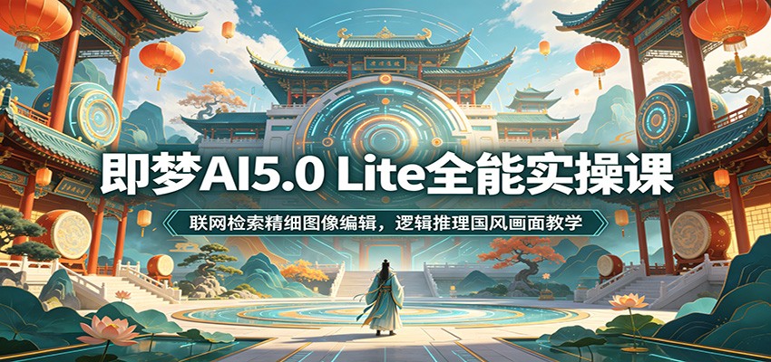 即梦AI5.0 Lite全能实操课：联网检索精细图像编辑，逻辑推理国风画面教学-985网创