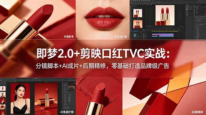 （18729期）即梦2.0+剪映口红TVC实战：分镜脚本+AI成片+后期精修，零基础打造品牌级广告-985网创