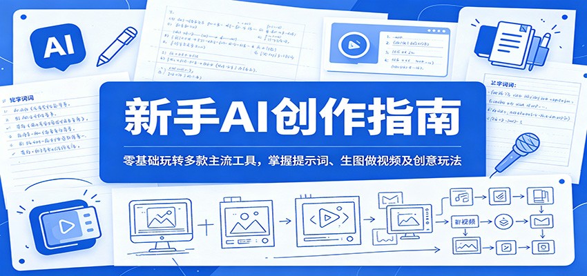 新手AI创作指南：零基础玩转多款主流工具，掌握提示词、生图做视频及创意玩法-985网创