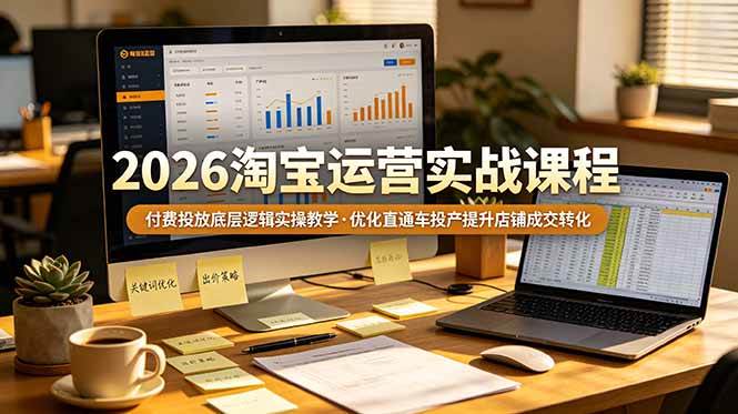 （19075期）2026 淘宝运营实战课程，付费投放底层逻辑实操教学，优化直通车投产提升店铺成交转化-985网创