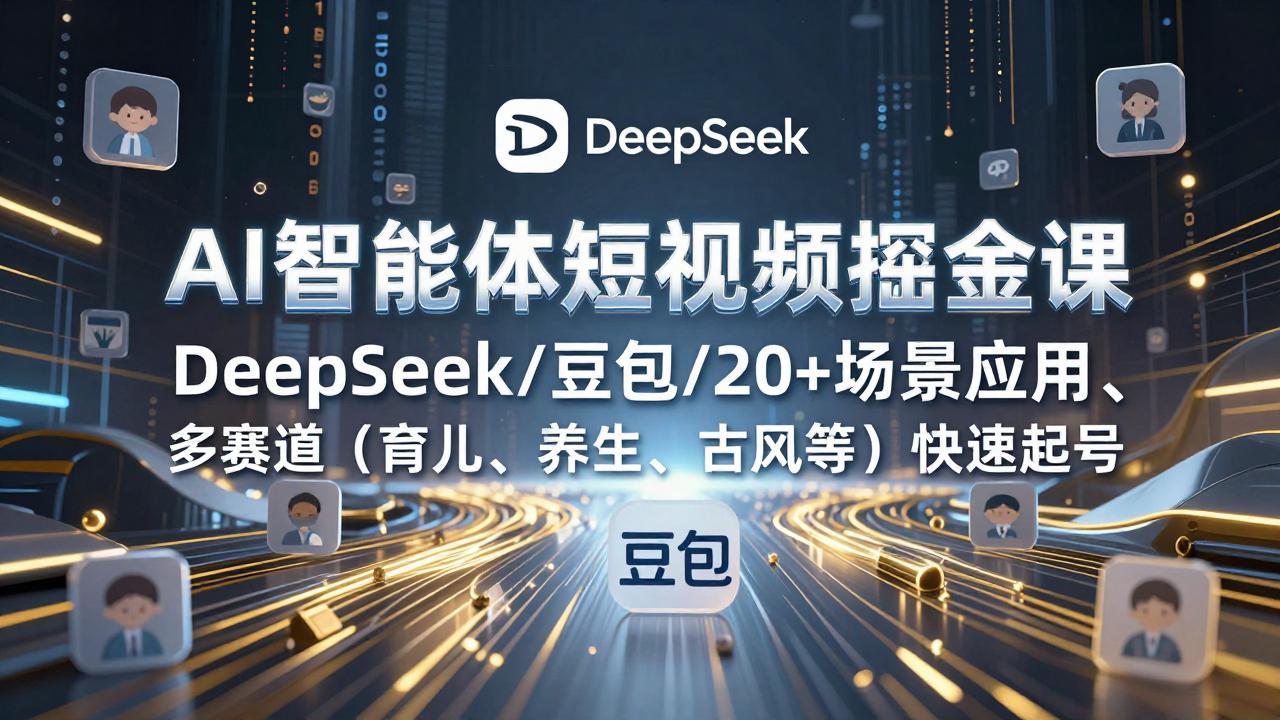 AI智能体短视频掘金课，DeepSeek/豆包/20+场景应用、多赛道(育儿、养生、古风等-985网创