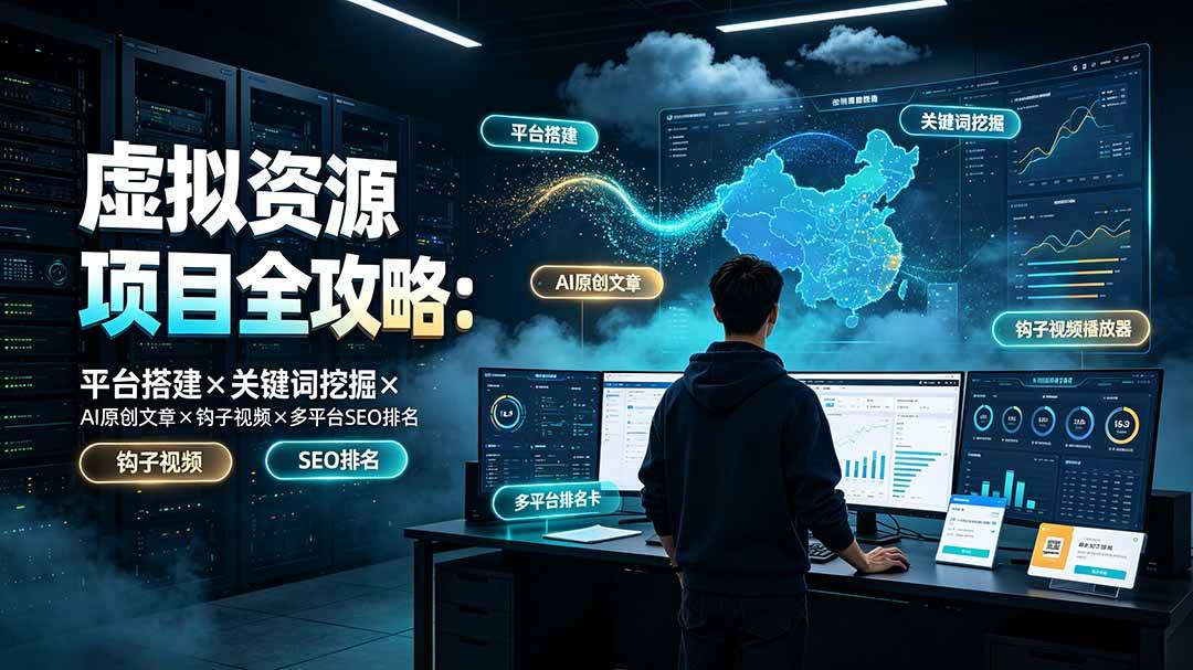 （19322期）虚拟资源项目全攻略：平台搭建×关键词挖掘×AI原创文章×钩子视频×多平台SEO排名-985网创