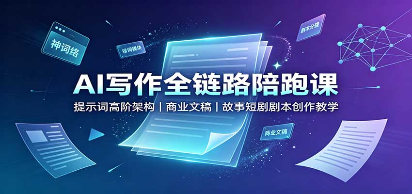 AI写作全链路陪跑课：提示词高阶架构，商业文稿，故事短剧剧本创作教学-985网创