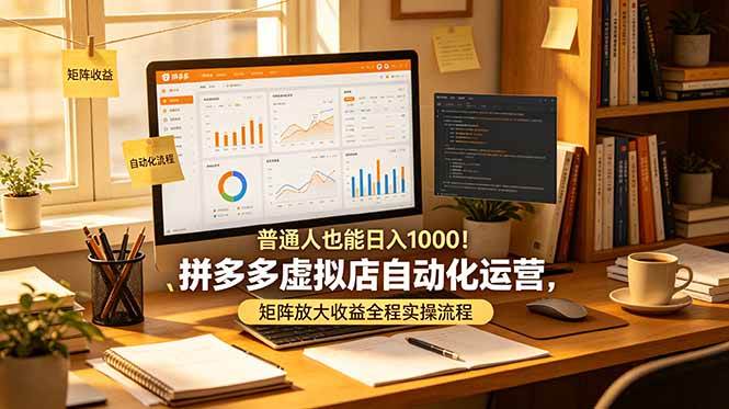 （19022期）普通人也能日入 1000！拼多多虚拟店自动化运营，矩阵放大收益全程实操流程-985网创