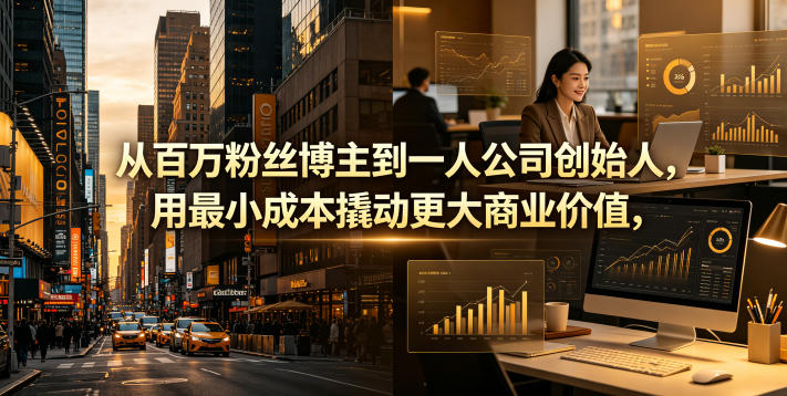 从百万粉丝博主到一人公司创始人，用最小成本撬动更大商业价值-985网创