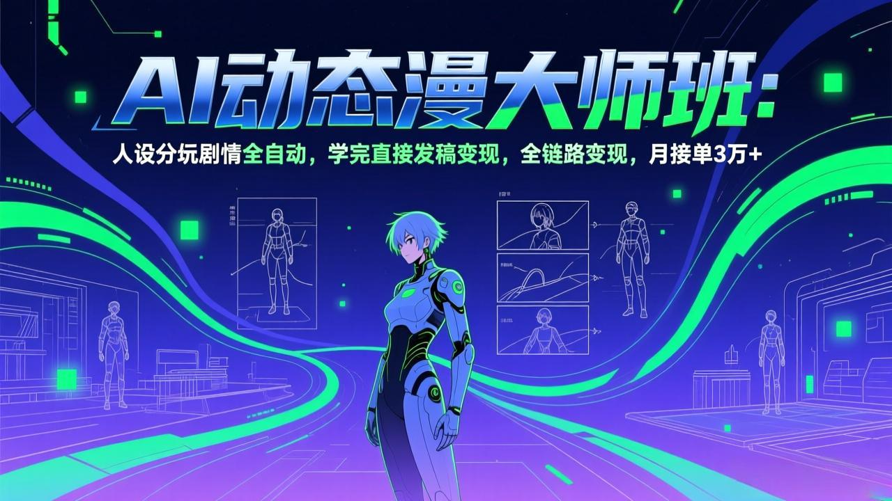 AI动态漫剧大师班：人设分镜剧情全自动，学完直接发稿变现，全链路变现，月接单3万+-985网创