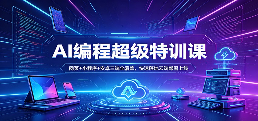 AI编程超级特训课：网页+小程序+安卓三端全覆盖，快速落地云端部署上线-985网创